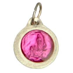 Médaille 12 mm Vierge de Lourdes émail.