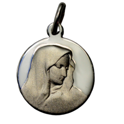 Round medal in virgin silver 16 mm.