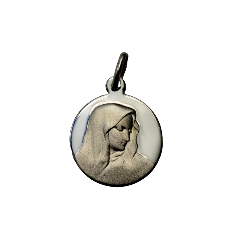 Round medal in virgin silver 16 mm.