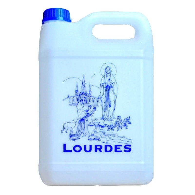 Bidon d'eau de Lourdes de 750 millilitres.